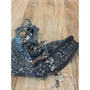 Deepa Gurnani Belt Beaded Embellished Boho Crystal  Blue